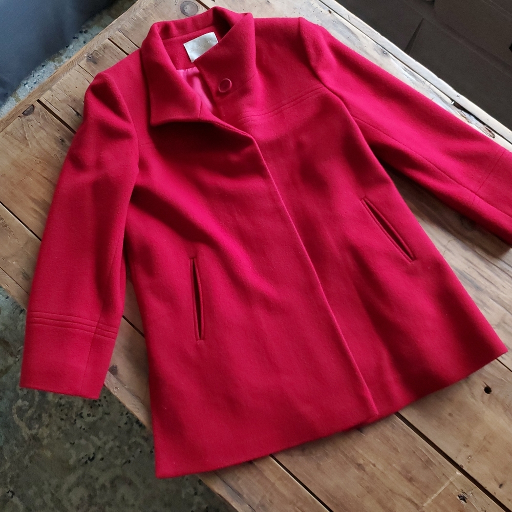 Fleurette Women's 100% Italian Wool Red Coat Size 12P
